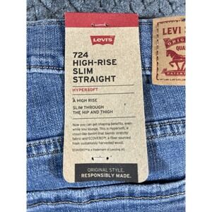 Levi's 724 Jeans Women 22W High Rise Slim Hyper Soft Straight leg Distressed NWT